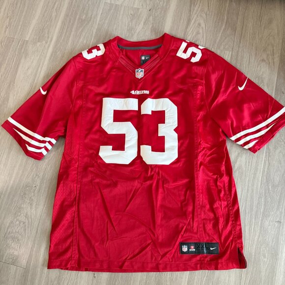 San Francisco 49ers Men Shirt XXL Red Logo Nike Navorro Bowman 53 Stitched - Picture 1 of 4